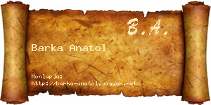 Barka Anatol névjegykártya